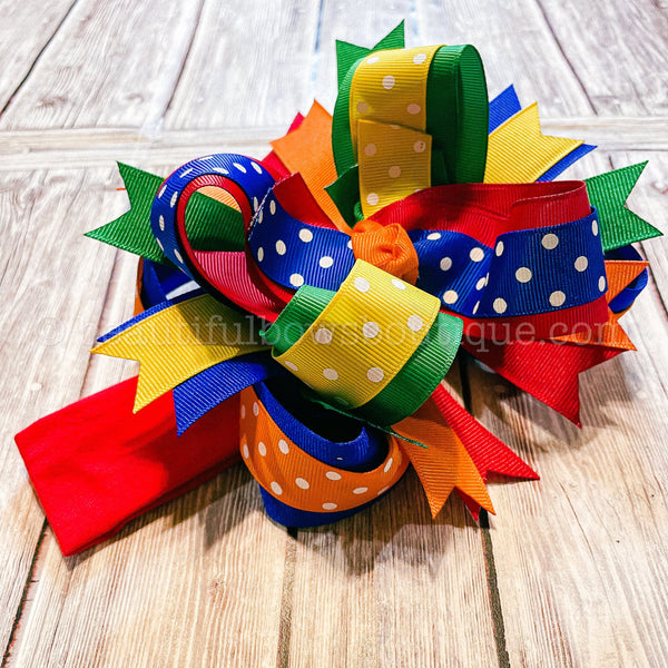 Back to School Bows BTS Hairbows Primary Colors Big Bows School Large Hair Bows Kindergarten Bows Fall Hair Bows Back to School Gift Girls