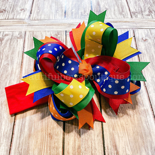 Back to School Bows BTS Hairbows Primary Colors Big Bows School Large Hair Bows Kindergarten Bows Fall Hair Bows Back to School Gift Girls