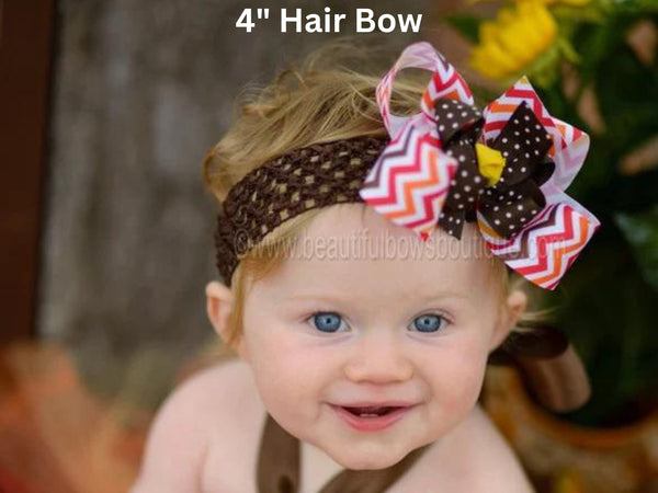 Thanksgiving Fall Hair Bow Headband,  Little Girls Thanksgiving Hair Bow, Toddler Fall Hair Bow, Big Hair Bows, Toddler Hair Clips Infant