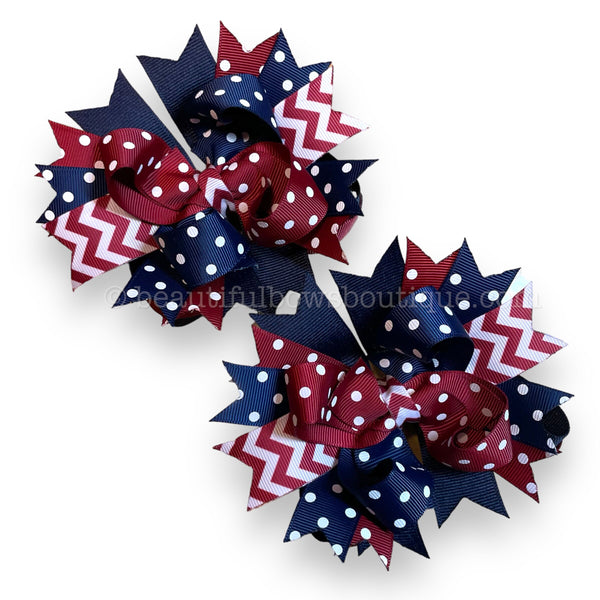 Maroon and Navy School Spirit Bow Custom Piggy Bows Personalized Handmade Girls Matching Piggies Toddler Christmas Gift for Girls Team Bows