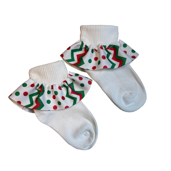 Christmas Baby Socks, ChristmasRibbon Ruffle Socks, Holiday Baby Socks,Frilly Socks,Baby Ribbon Socks,Frilly Baby Socks Gift Baby Socks