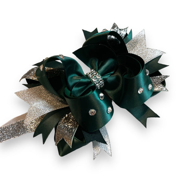 Dark Green Bows formal girl bows dark green Christmas bow for photo shoot pageant baby bow holiday christmas bow toddler party bow Green