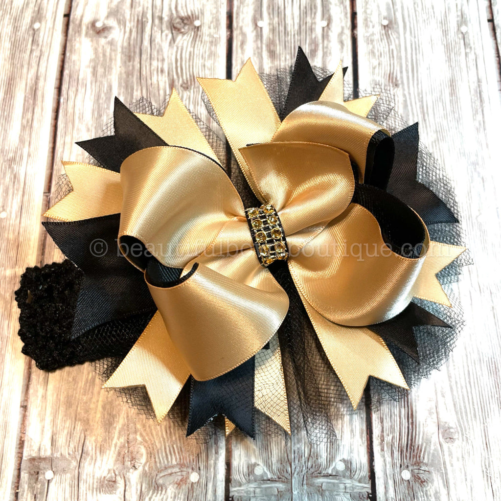 Buy Black and Gold Bows formal girl bows black and gold Christmas bow for  photo shoot pageant baby bow holiday christmas bow toddler party bow Online  at Beautiful Bows Boutique