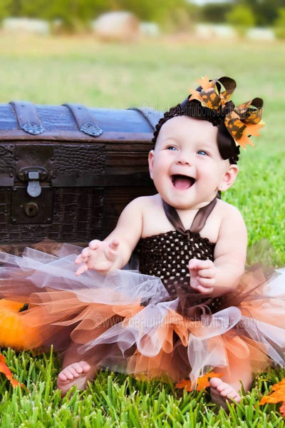Fall Baby Tutu Dress Orange Brown Pumpkin