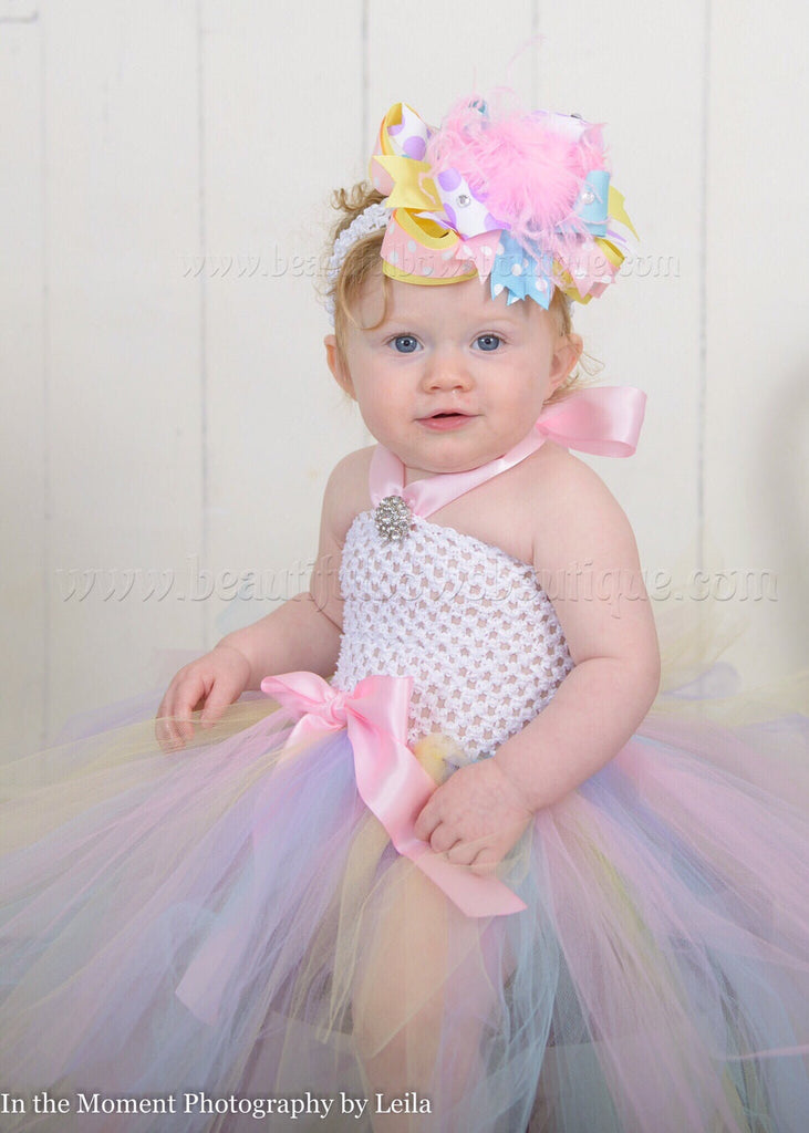 Pastel Baby Tutu Dress Easter Colors Dress/Bow Headband / 0-6 Months