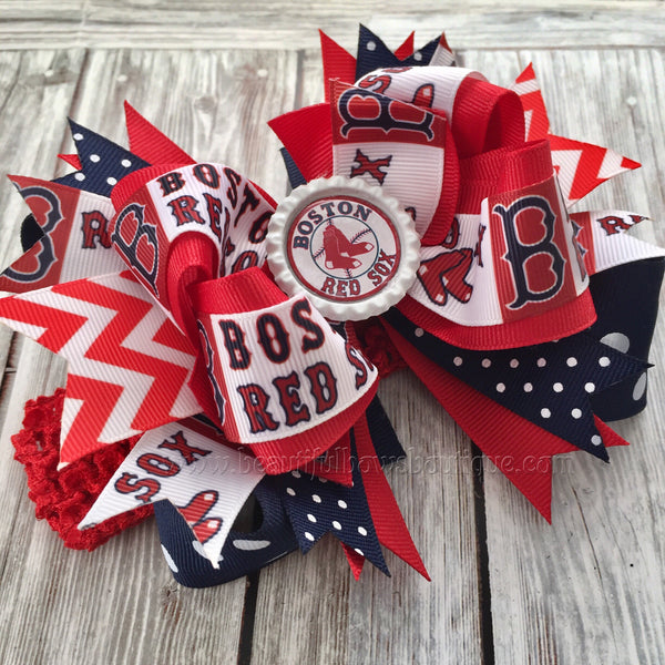 Boston Red Sox Baby Headband,Red Sox Hairbow,MLB Baby Headband