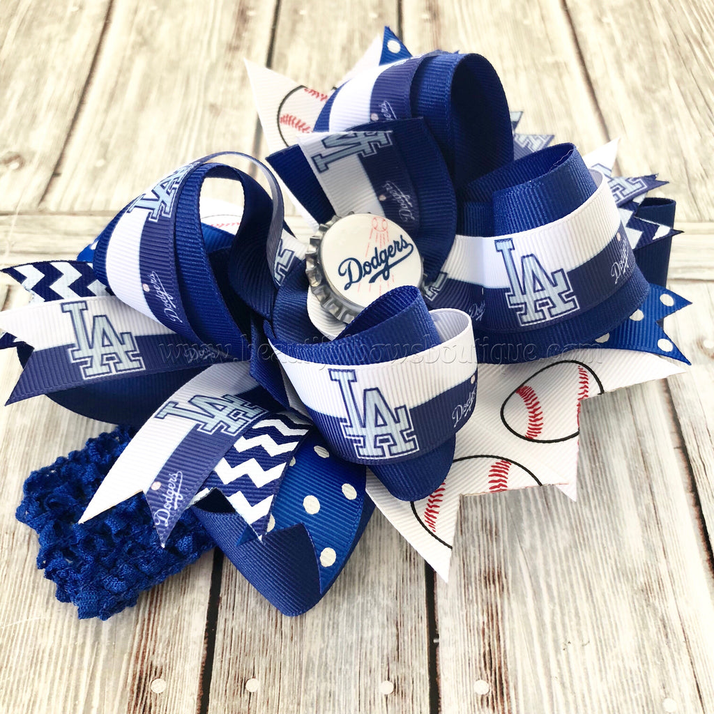  Dodgers Baby Girl Boutique Bow Crocheted Headband