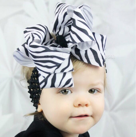 Extra Large Zebra Big Hair Bow and Headband