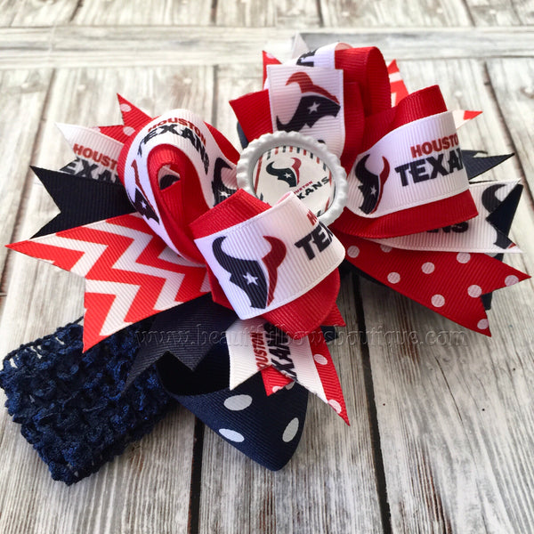 Houston Texans Baby Headband,Texans Hairbow, Houston Texans Hair Bow