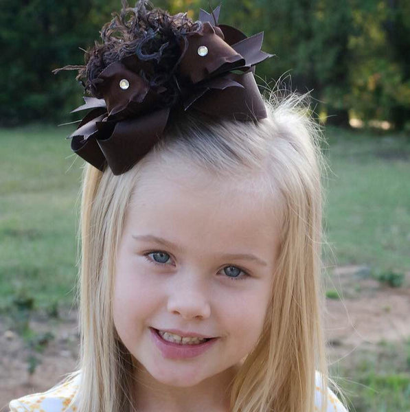 Solid Brown Over the Top Hair Bow Baby Headband, Brown Bow Headband