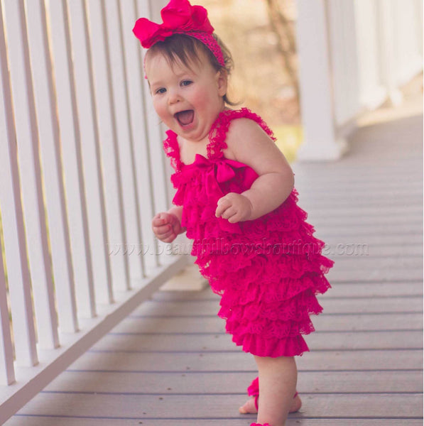Hot Pink Lace Romper,Hot Pink Romper Baby Infant Toddler