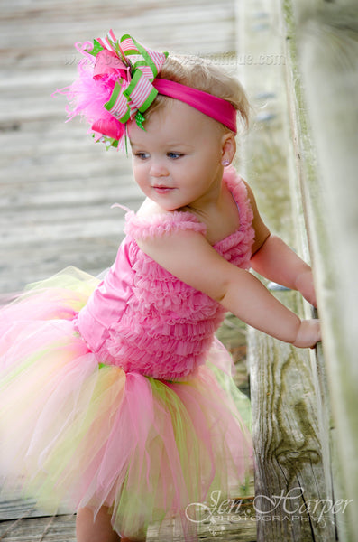 Sweet Pink Lime Green Yellow Toddler Tutu Skirt