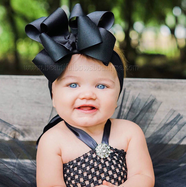 Black Baby Headband, Large Black Hair Bow Toddler