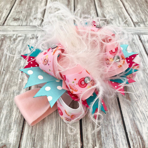 Donut Over the Top Hair Bow, Donut Bow Headband