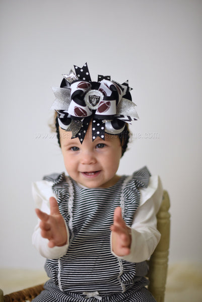 Oakland Raiders Baby Headband, Raiders Hairbow, NFL Baby Headband
