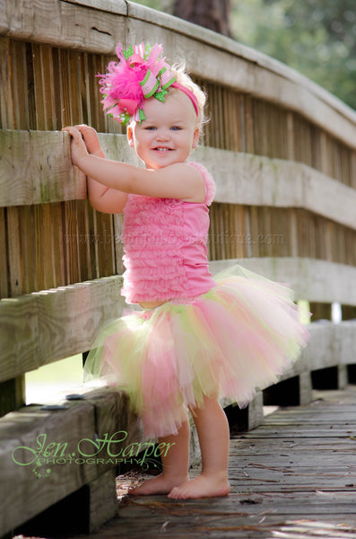 Sweet Pink Lime Green Yellow Toddler Tutu Skirt