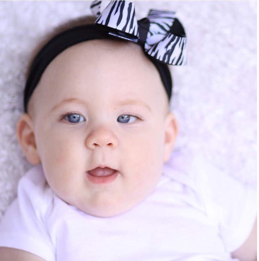 Newborn Zebra Print Baby Headband, Zebra Infant Bow