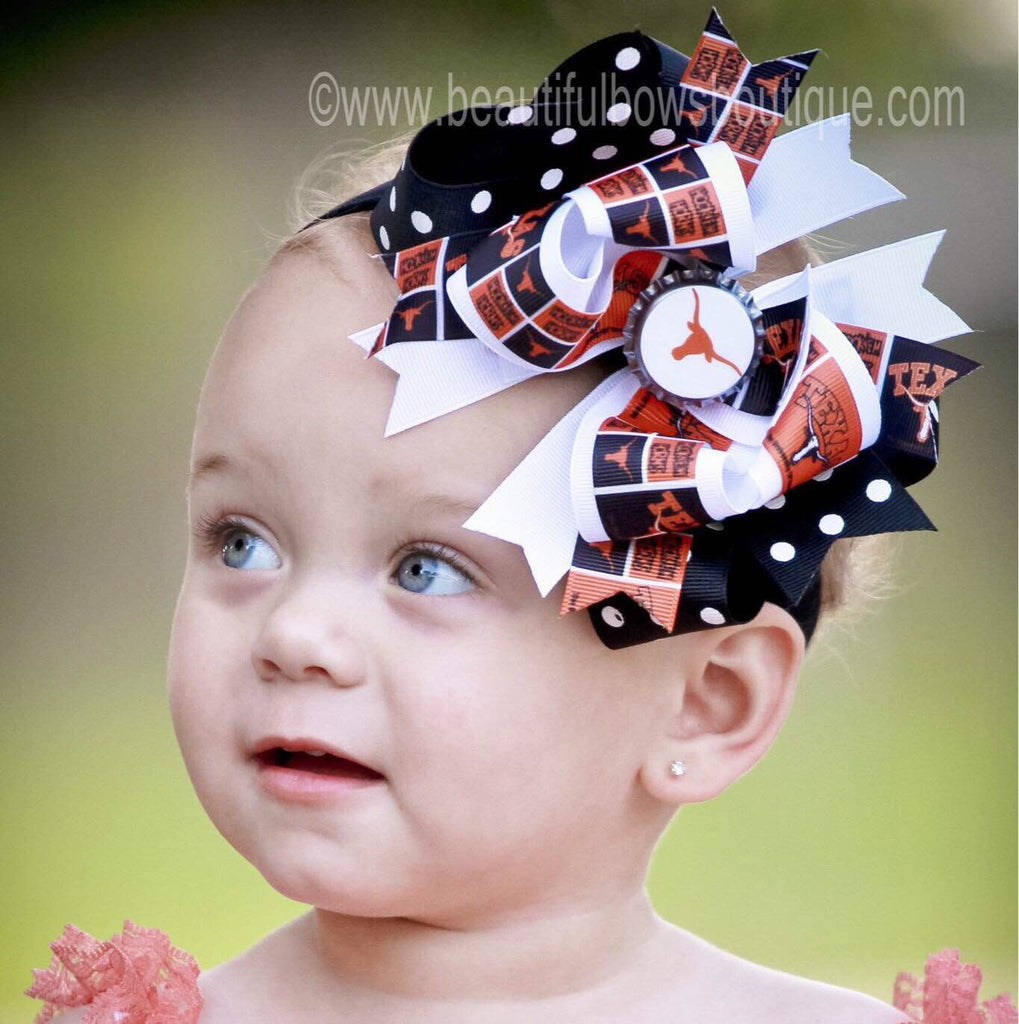 UT Hair Bow, Texas Longhorns Baby Headband Infant Toddler