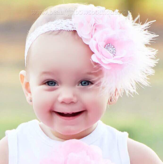 Elegant Light Pink Baby Vintage Lace Headband