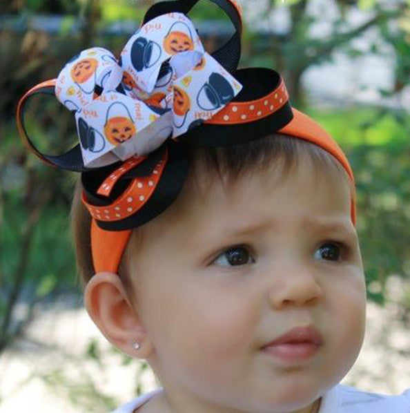Halloween Baby Headband Trick or Treat, Halloween Hair Bow Clip Toddler Girl