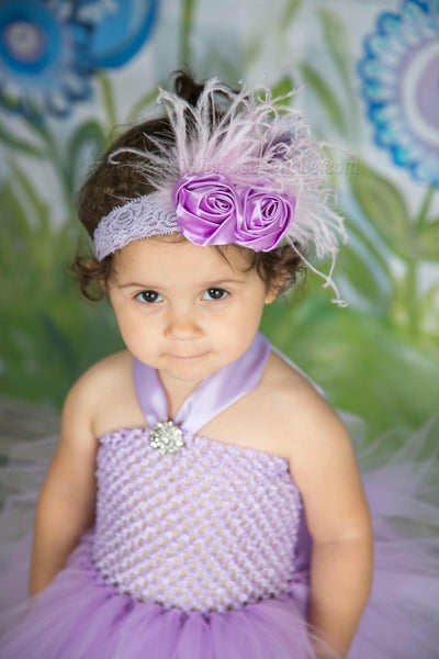 Lavender Shabby Baby Headband, Chic Lavender Flower Headband