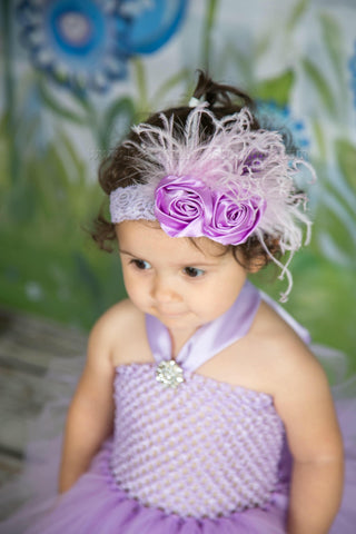Lavender Shabby Baby Headband, Chic Lavender Flower Headband