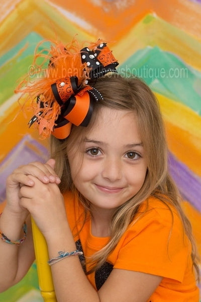 Over the Top Halloween Holiday Swirls Bengals Girls Hair Bow Clip or Headband