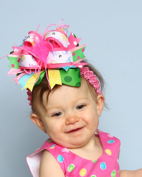 Big OTT Birthday Cake Smash Baby Toddler Bow Headband
