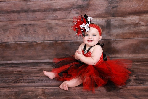 Fancy Red and Black Infant Baby Toddler Tulle Tutu Dress