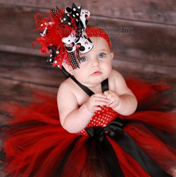 Fancy Red and Black Infant Baby Toddler Tulle Tutu Dress