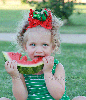 Red Watermelon Girls Hair Bow Clip or Headband