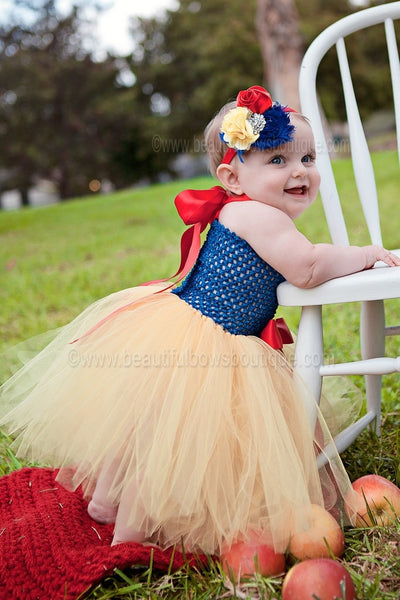 Baby Snow White Inspired Royal Blue Red Yellow Vintage Girls Headband