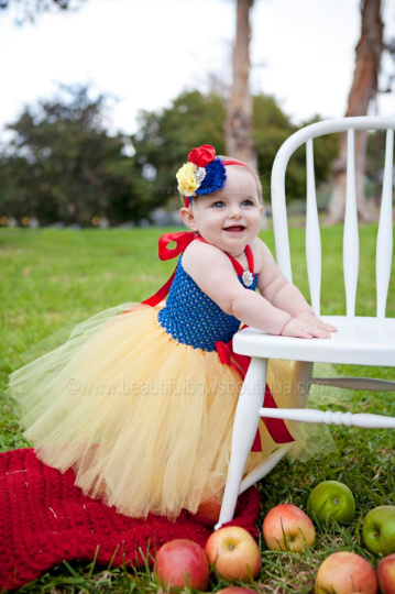 Fancy Snow White Royal Blue and Yellow Baby Tutu Dress Up Costume