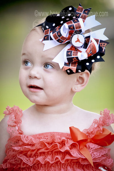 UT Hair Bow, Texas Longhorns Baby Headband Infant Toddler