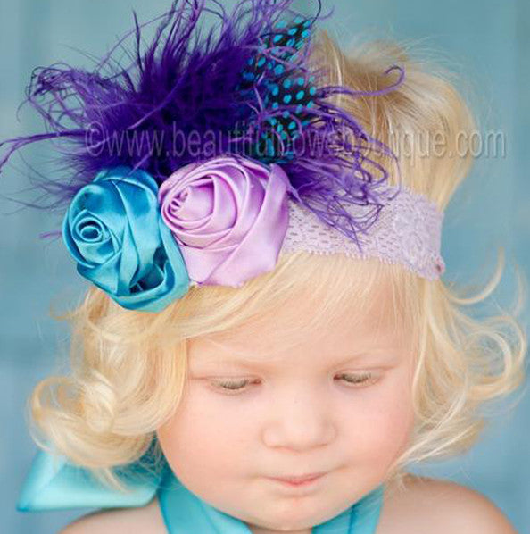 Jahzel Peacock Purple Turquoise Vintage Style Baby Headband