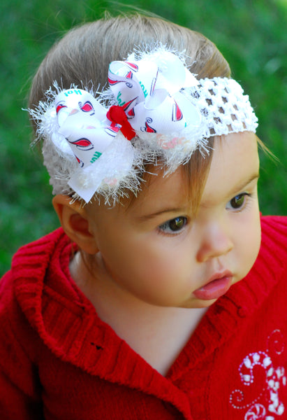 Santa Hat Christmas Baby Bow Headband Infant Toddler Girl