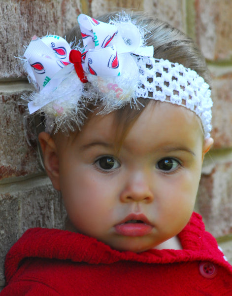 Santa Hat Christmas Baby Bow Headband Infant Toddler Girl